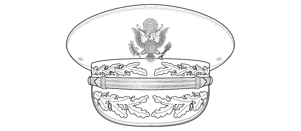 Figure 11-11 from DA PAM 670-1: Service cap, Army blue, general officers (optional)