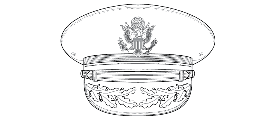 Figure 11-12 from DA PAM 670-1: Service cap, Army blue, field grade officers (optional)