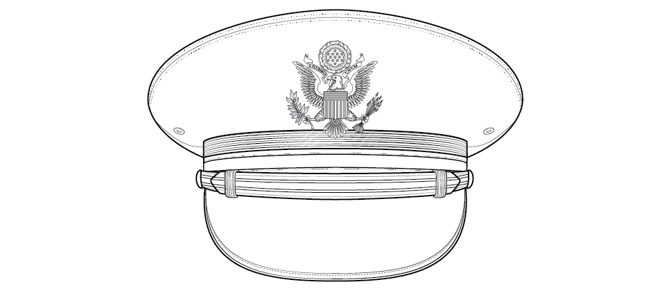 Figure 11-13 from DA PAM 670-1: Service cap, Army blue, company grade officers (optional)