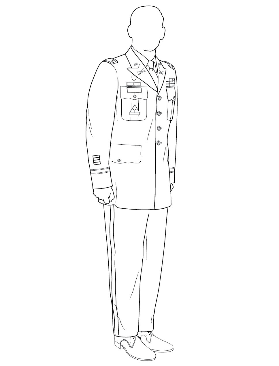 Figure 11-3 from DA PAM 670-1: Army service uniform, warrant officer, male