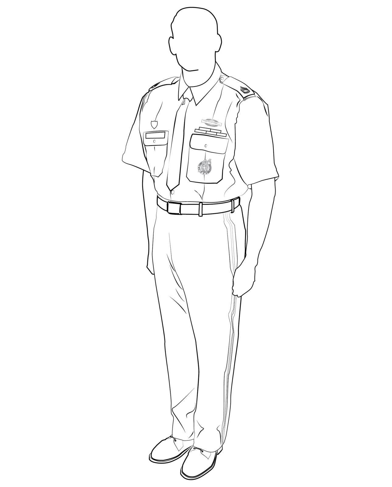 Figure 11-7 from DA PAM 670-1: Class B Army service uniform, male, short-sleeved shirt and tie