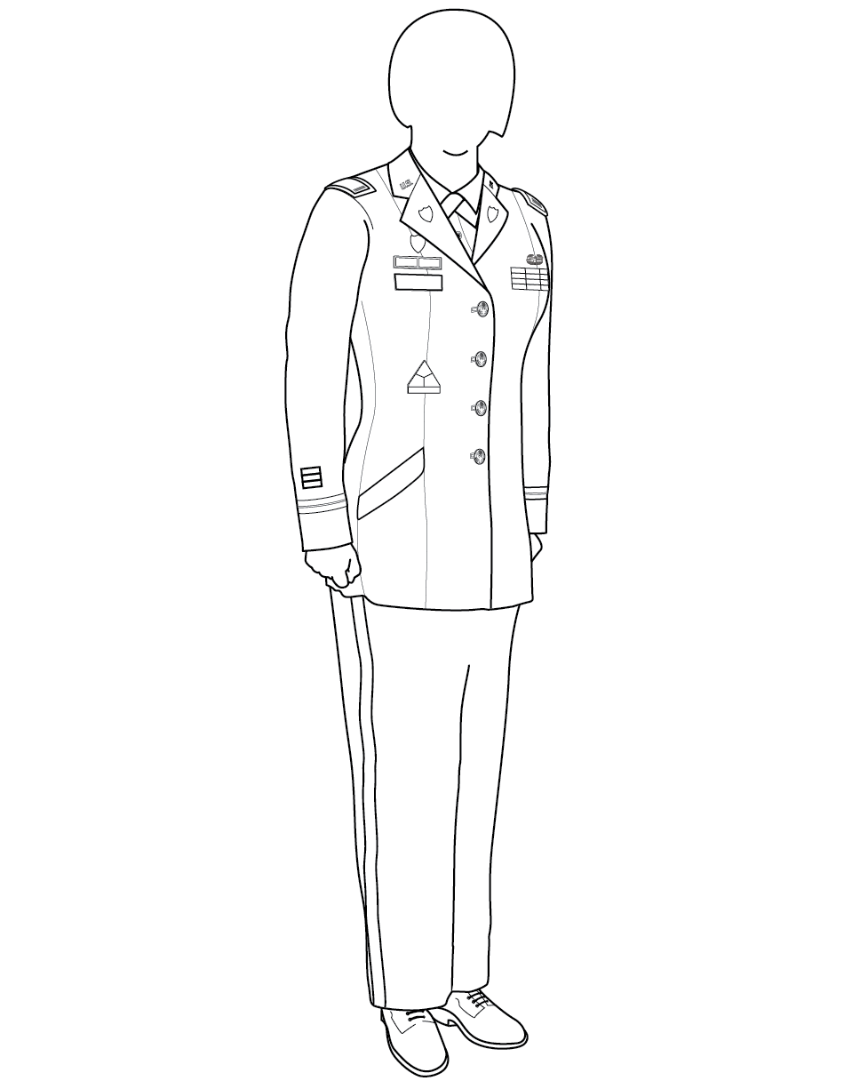 Figure 12-3 from DA PAM 670-1: Army service uniform, warrant officer, female