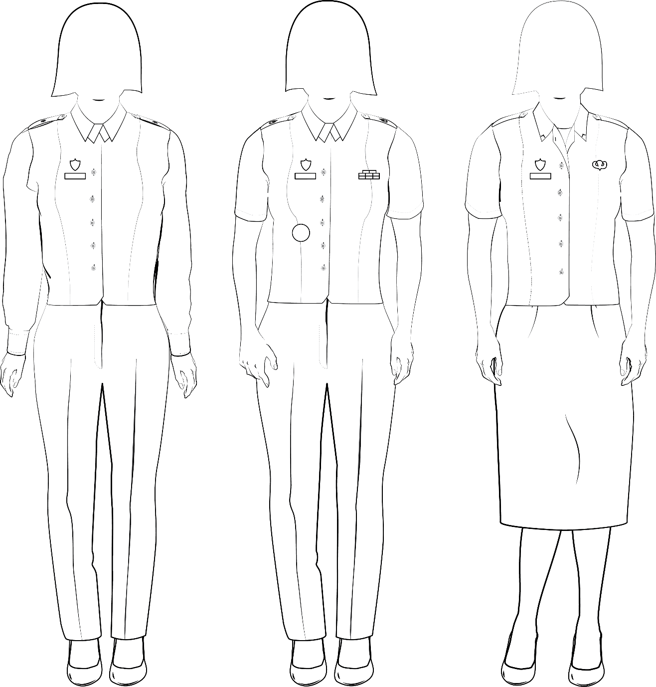 Figure 12-7 from DA PAM 670-1: Class B variations of the Army service uniform, female—continued
