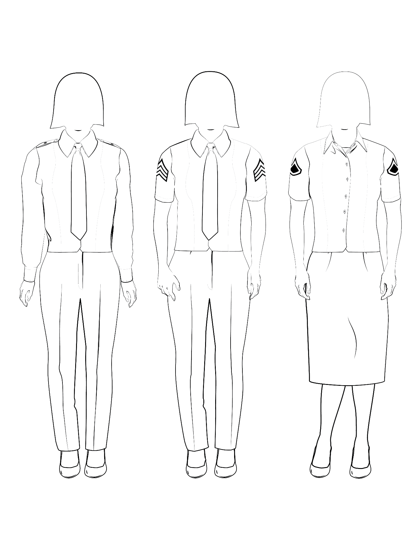 Figure 14-6 from DA PAM 670-1: Class B variations of the Army green service uniform, female