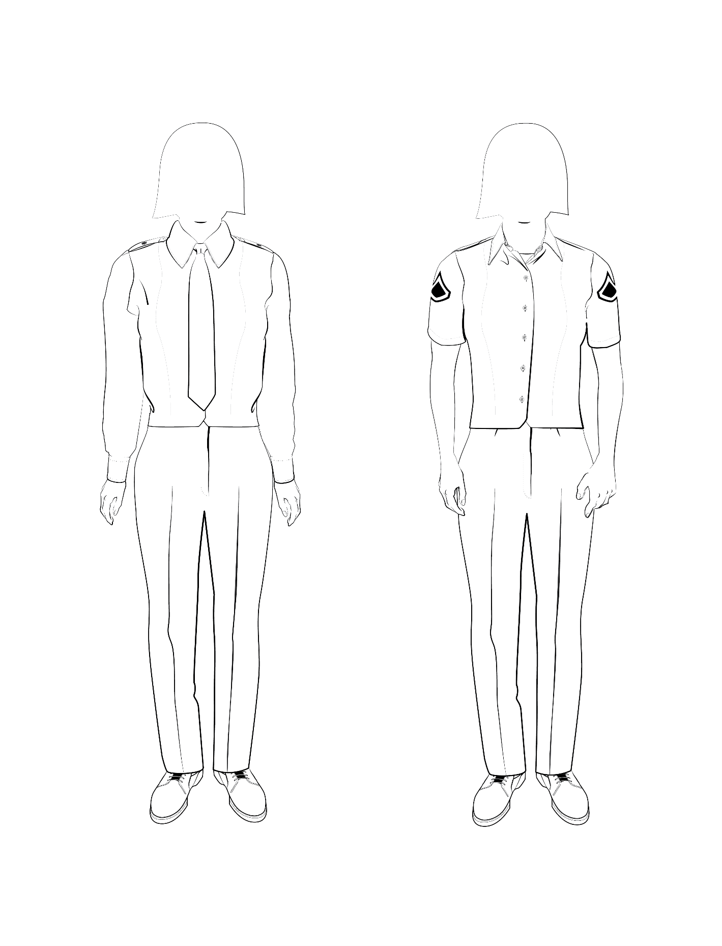 Figure 14-7 from DA PAM 670-1: Class B variations of the Army green service uniform, female—continued