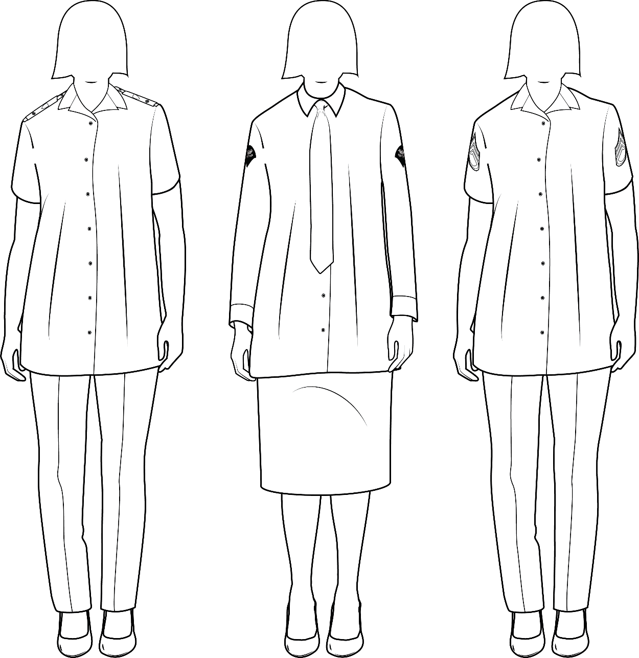 Figure 15-2 from DA PAM 670-1: Class B Army green service uniform-maternity