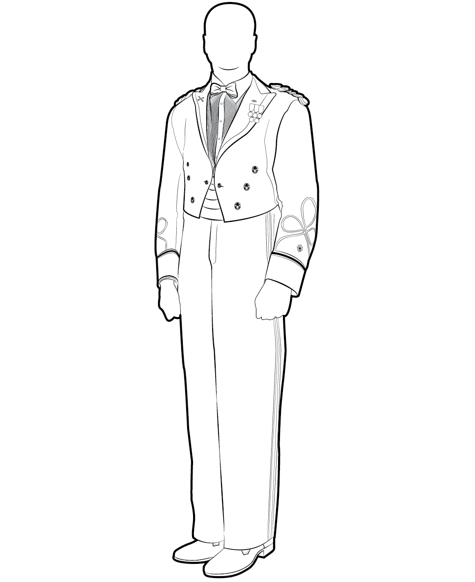 Figure 16-3 from DA PAM 670-1: Army blue evening mess uniform, other officers, male
