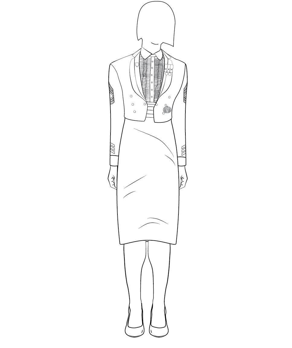 Figure 17-2 from DA PAM 670-1: Army blue mess uniform, enlisted, female