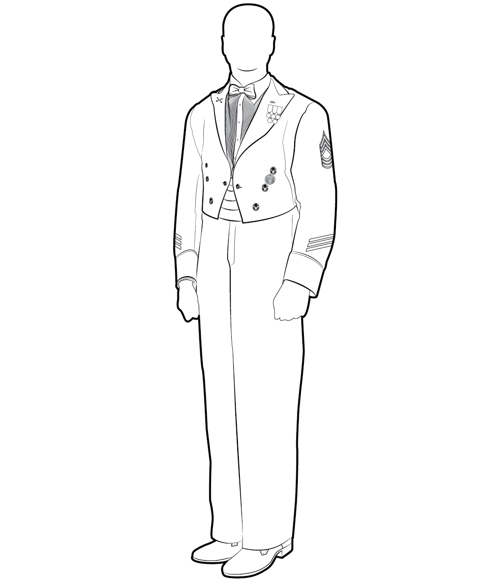 Figure 18-2 from DA PAM 670-1: Army white mess uniform, enlisted, male