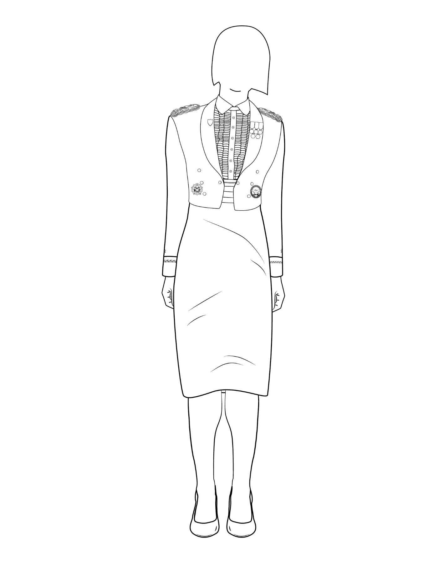 Figure 19-1 from DA PAM 670-1: Army white mess uniform, other officers (new version jacket), female
