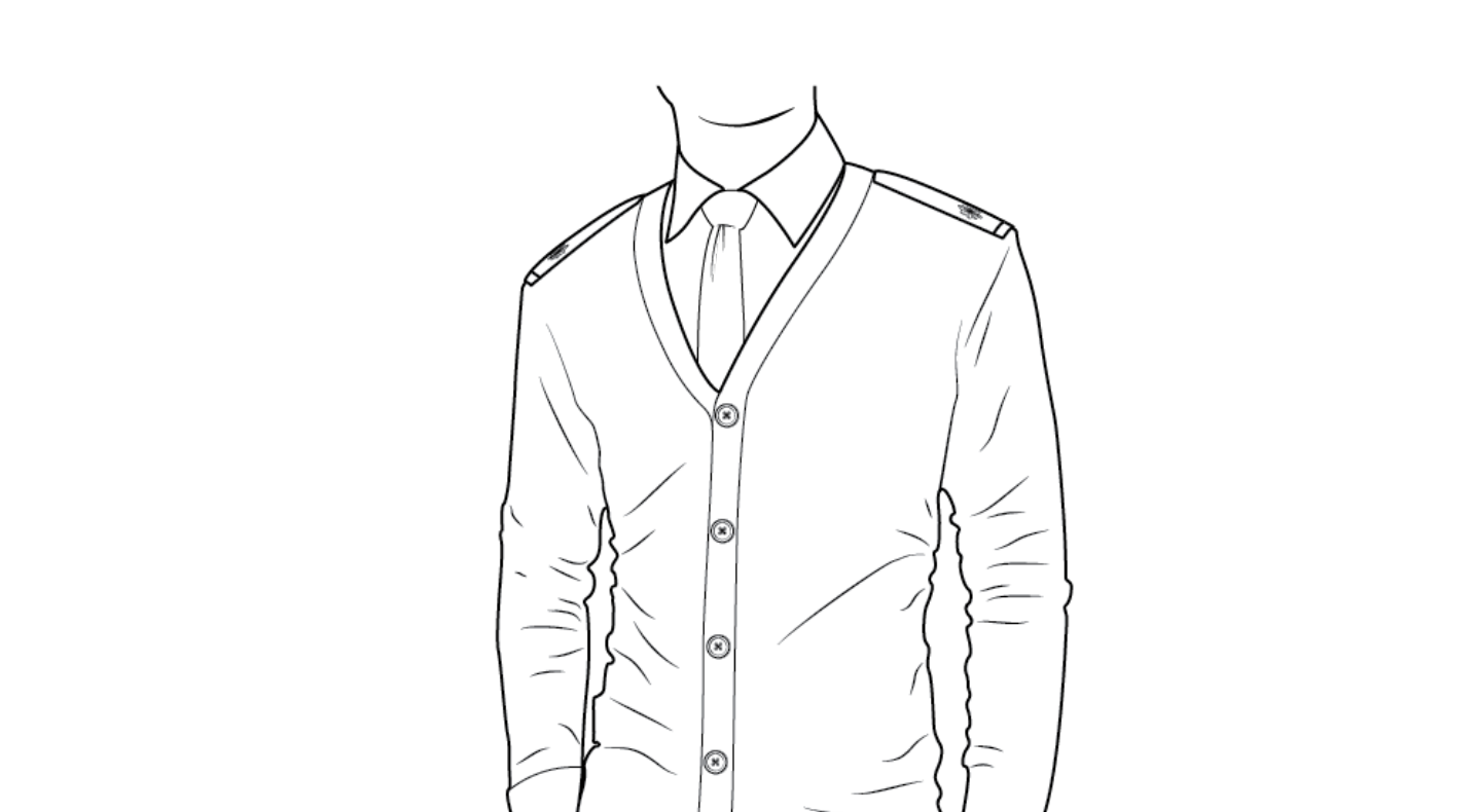 Figure 20-18 from DA PAM 670-1: Black unisex cardigan