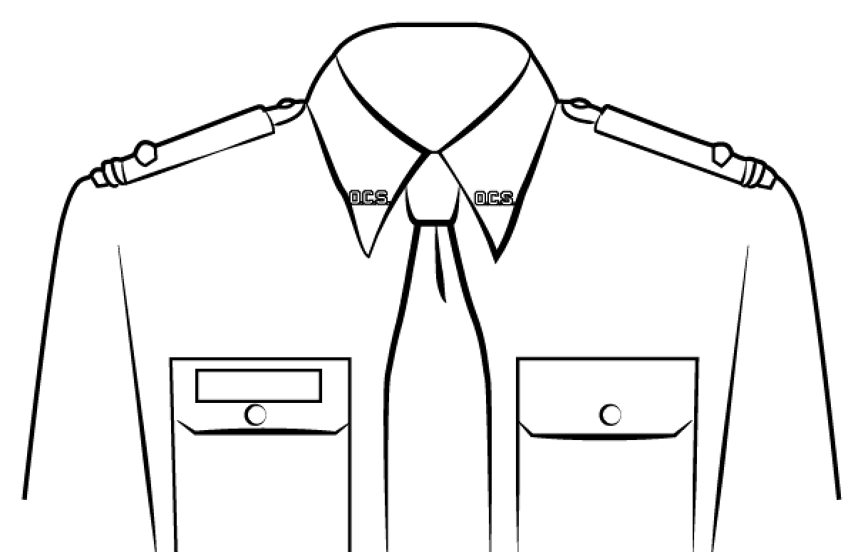 Figure 21-132 from DA PAM 670-1: Wearing officer candidate insignia on shirt collars