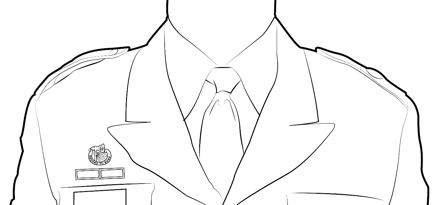Figure 21-142 from DA PAM 670-1: Wearing regimental distinctive insignia on Army blue and white mess uniforms, male