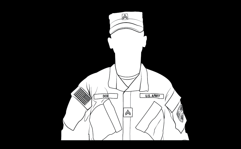 Figure 21-143 from DA PAM 670-1: Wearing nametape and U.S. Army distinguishing nametape