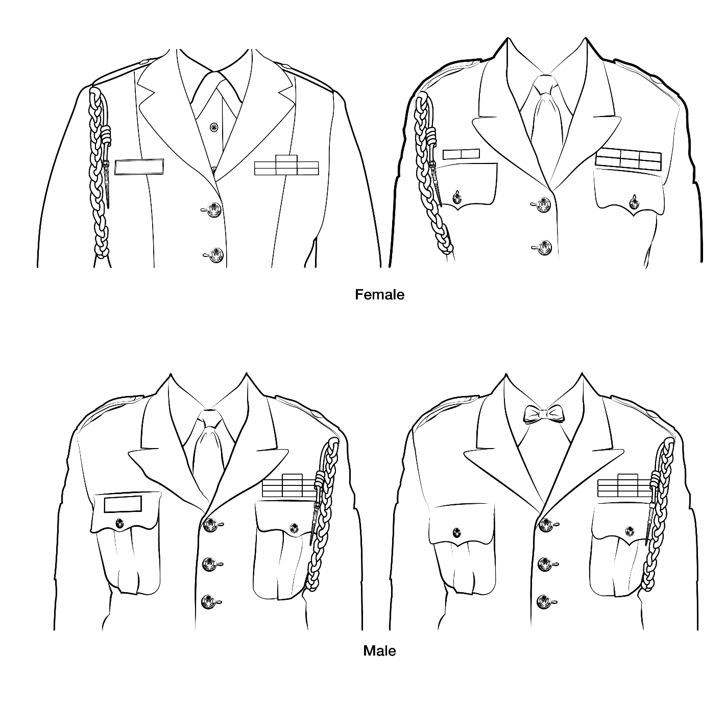 Figure 21-145 from DA PAM 670-1: Wearing service aiguillettes