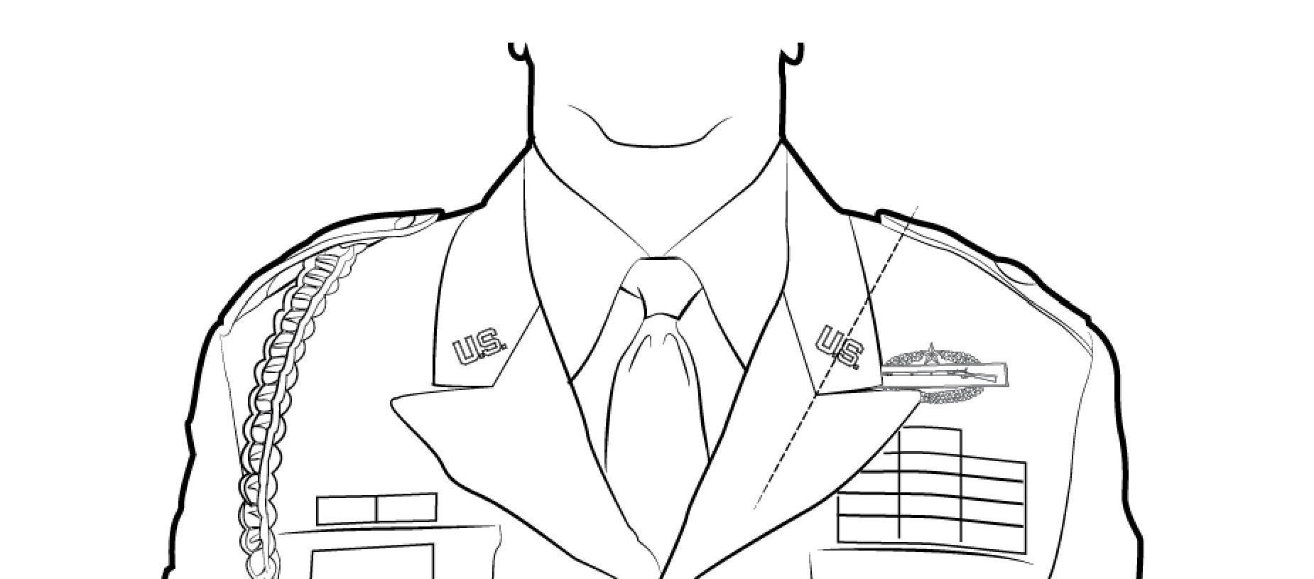 Figure 21-17 from DA PAM 670-1: Wearing U.S. insignia, officer, male