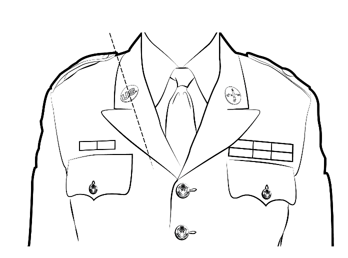 Figure 21-23 from DA PAM 670-1: Wearing U.S. insignia, enlisted, Army green service uniform