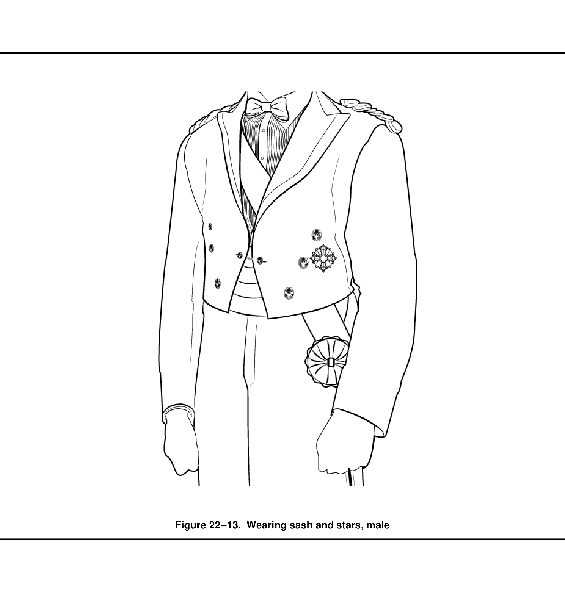 Figure 22-13 from DA PAM 670-1: Wearing sash and stars, male