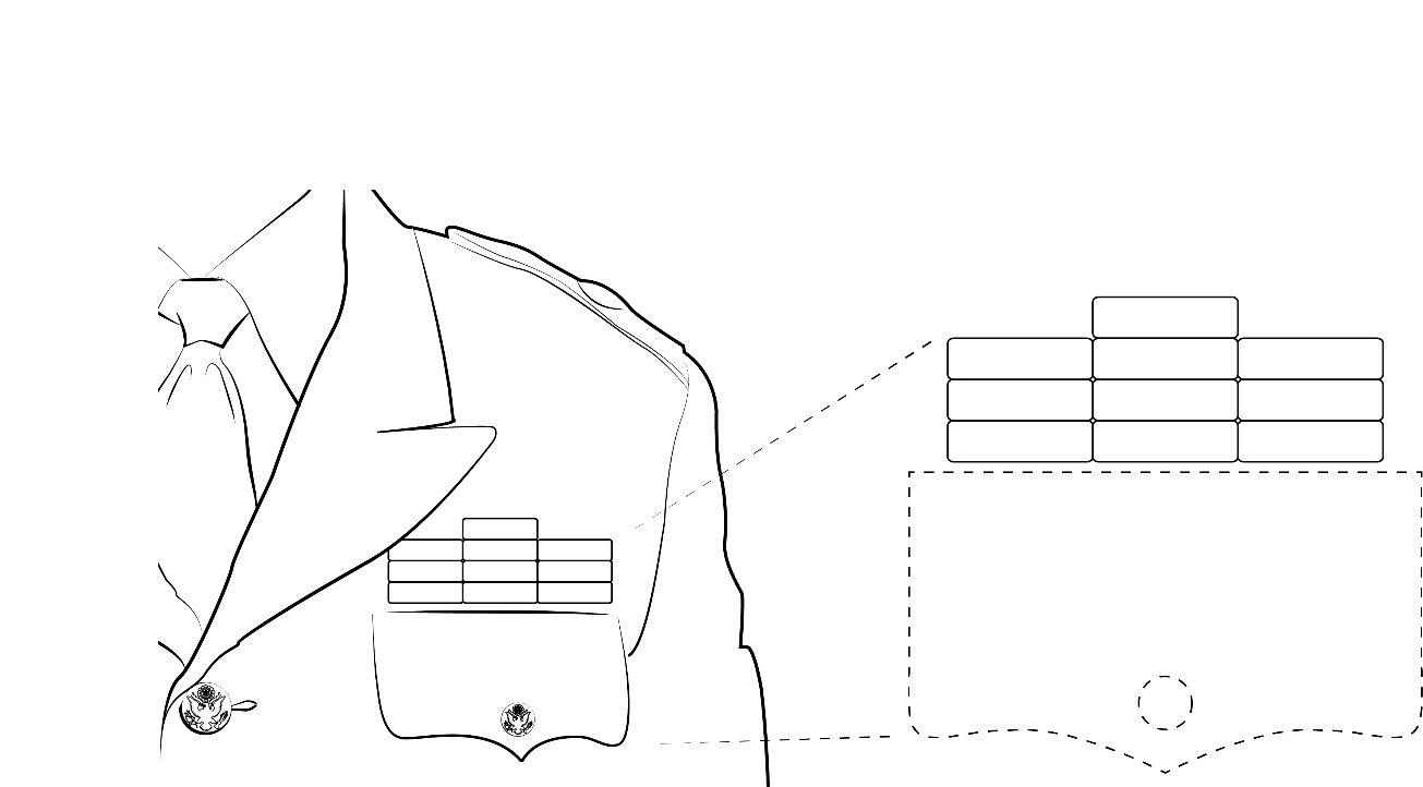 Figure 22-4 from DA PAM 670-1: Wearing ribbons on the Army green service uniform