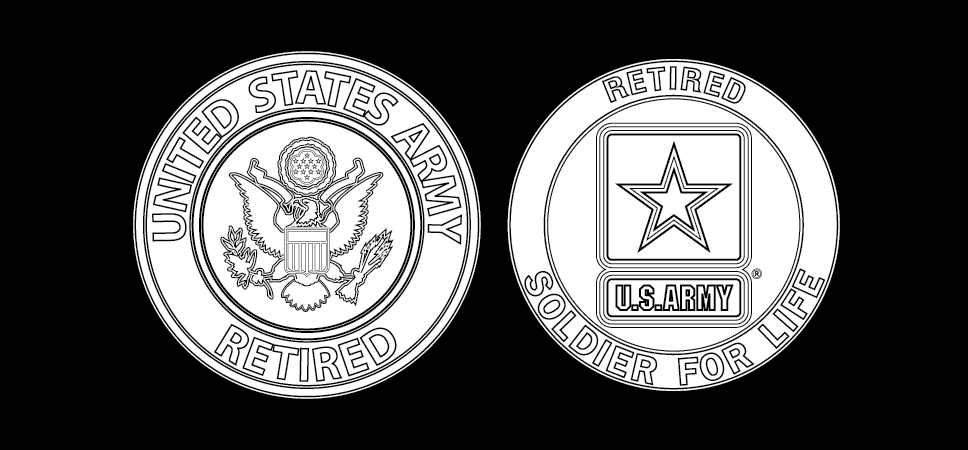 Figure 22-84 from DA PAM 670-1: Retired service identification badges (old and new versions)