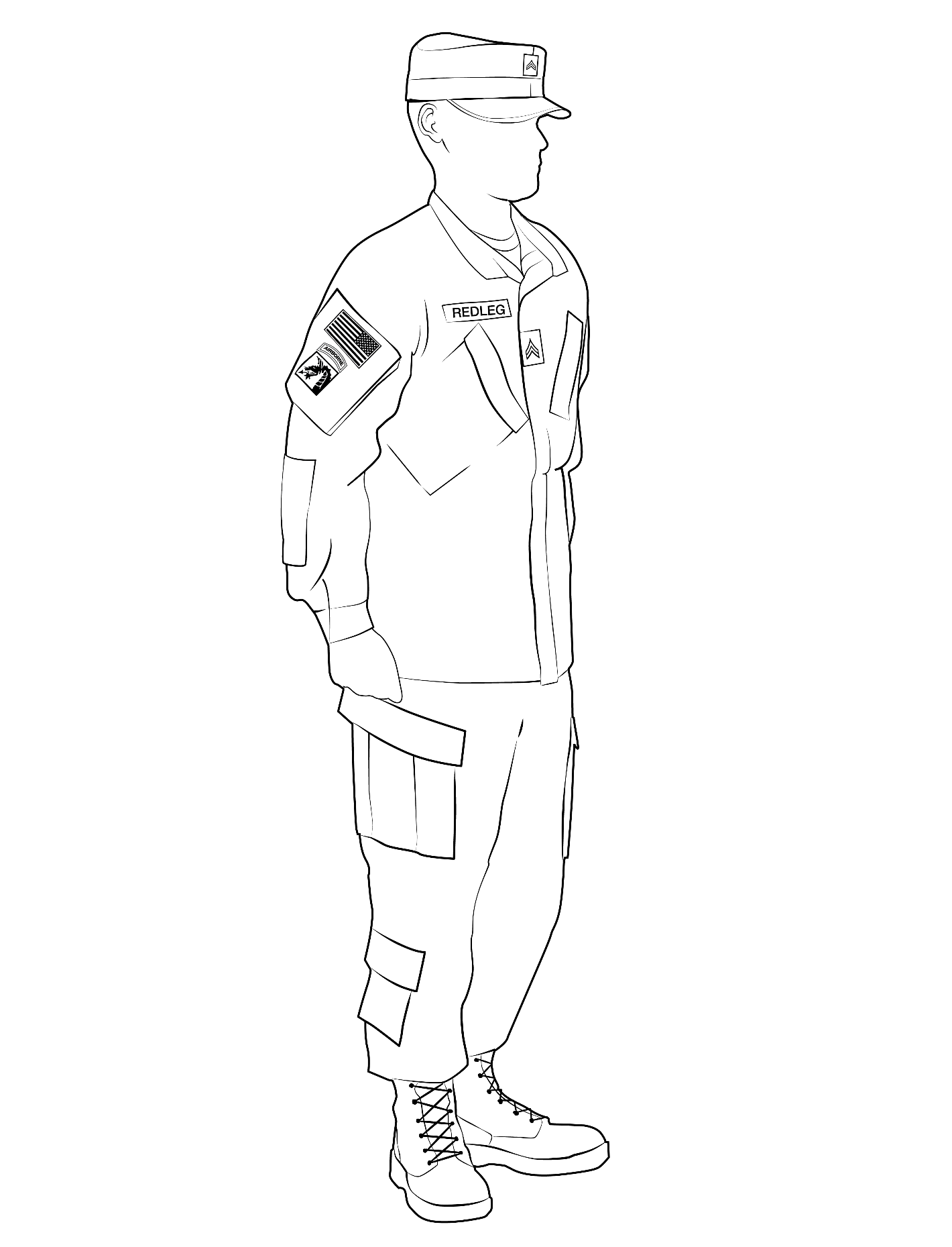 Figure 6-2 from DA PAM 670-1: Army aircrew combat uniform with patrol cap