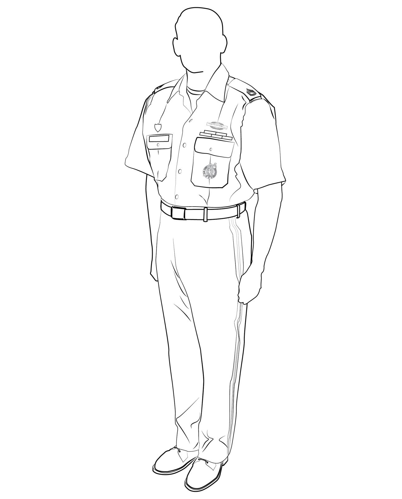 Class B Army service uniform, male, short-sleeved shirt without tie