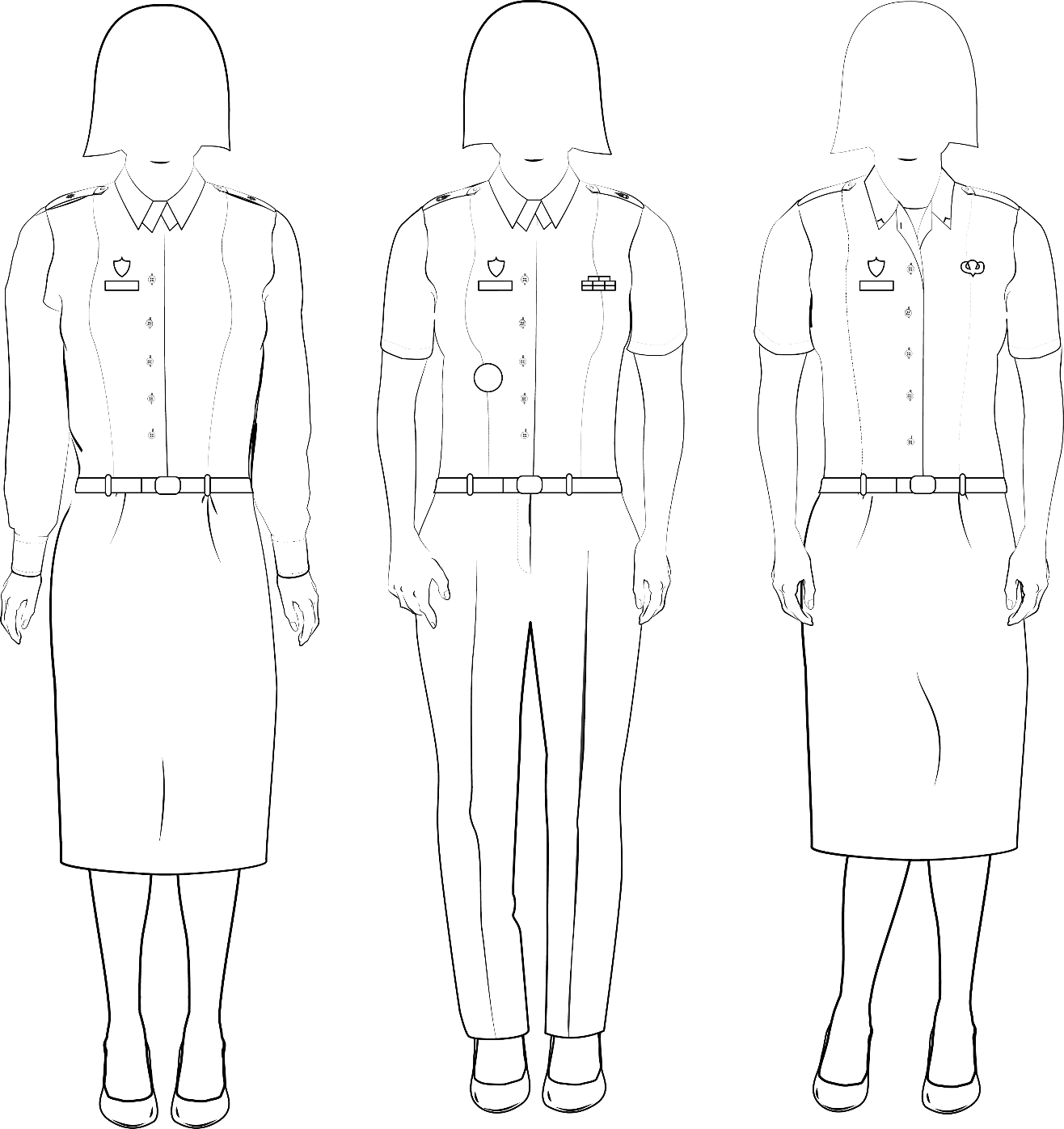 Class B variations of the Army service uniform, female