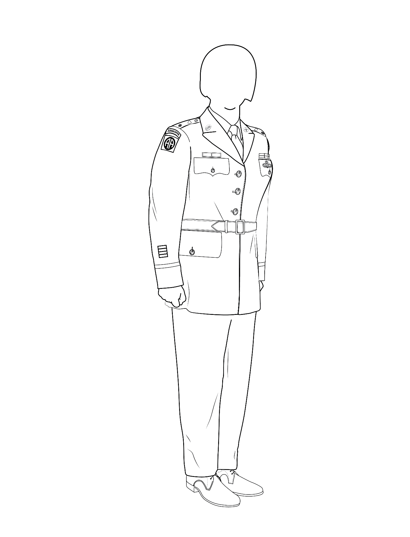 Army green service uniform, officer, female