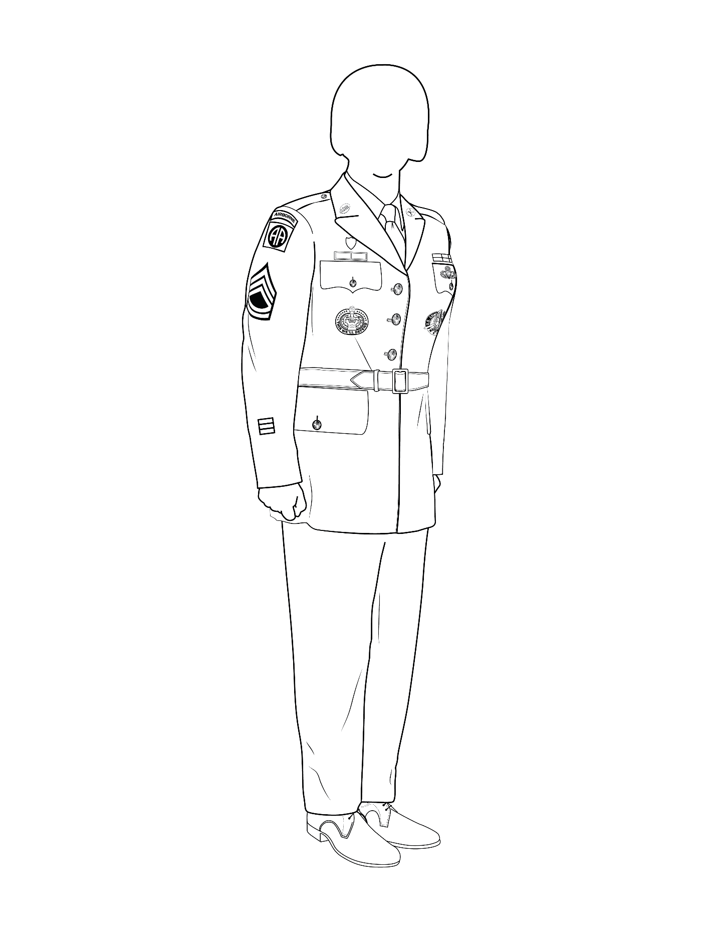 Army green service uniform, enlisted, female