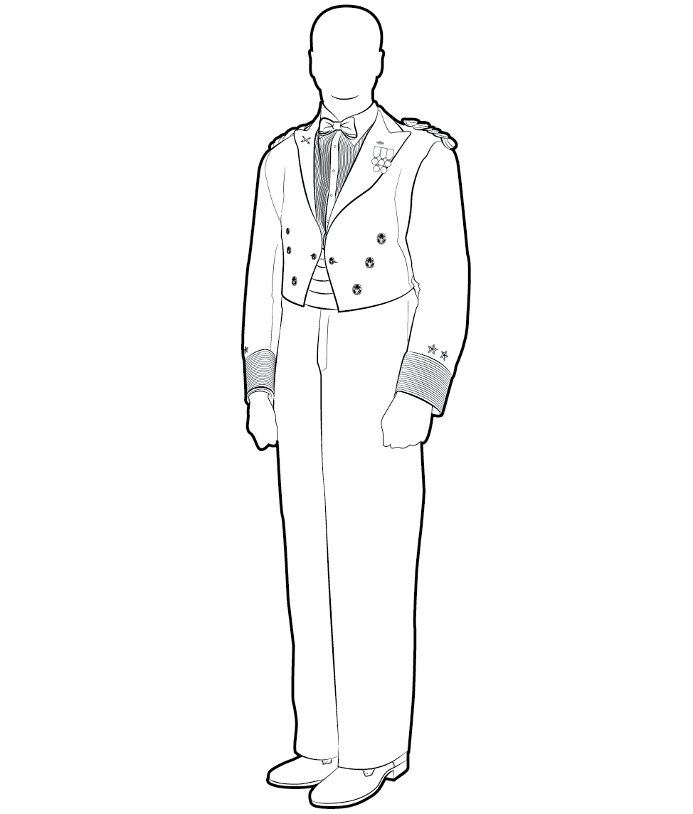 Army white mess uniform, general officer, male