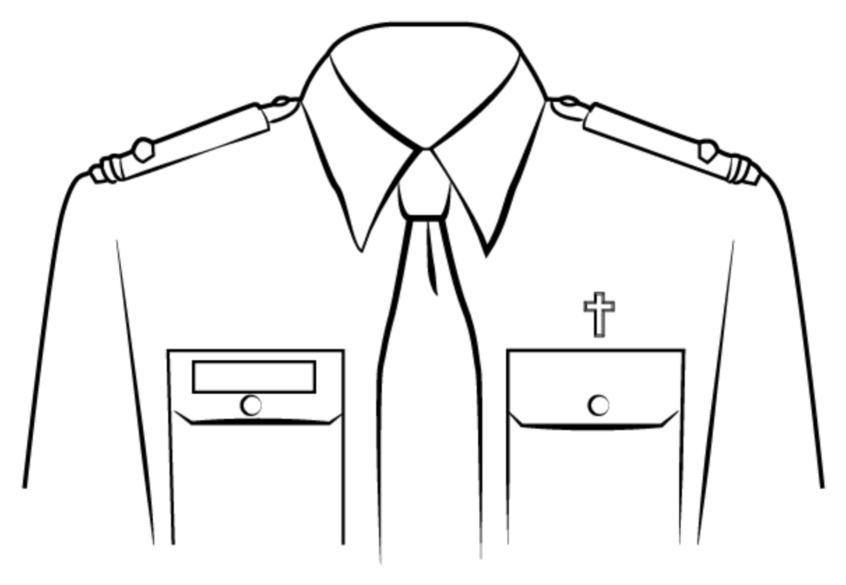 Wearing chaplain insignia on the service uniform shirt