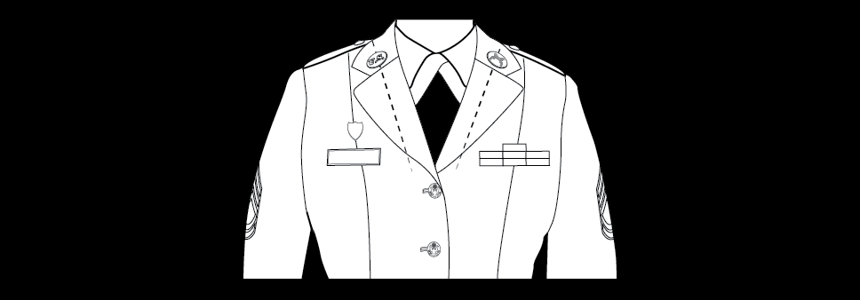 Wearing insignia of branch on the Army green service uniform, officer