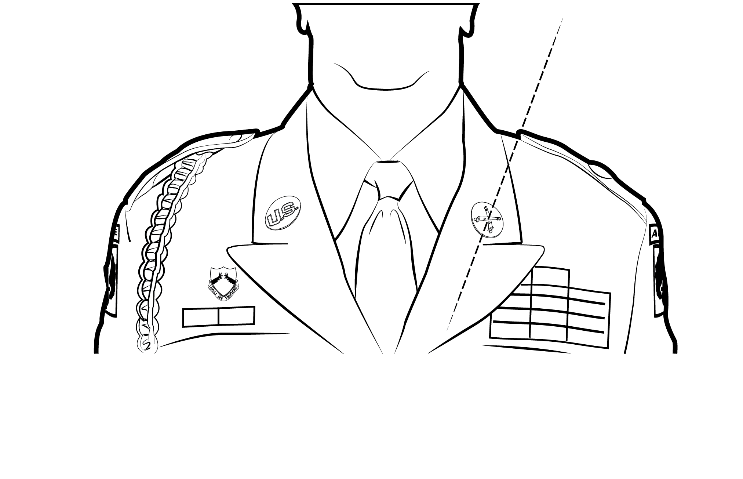 Wearing insignia of branch on the Army green service uniform, enlisted personnel