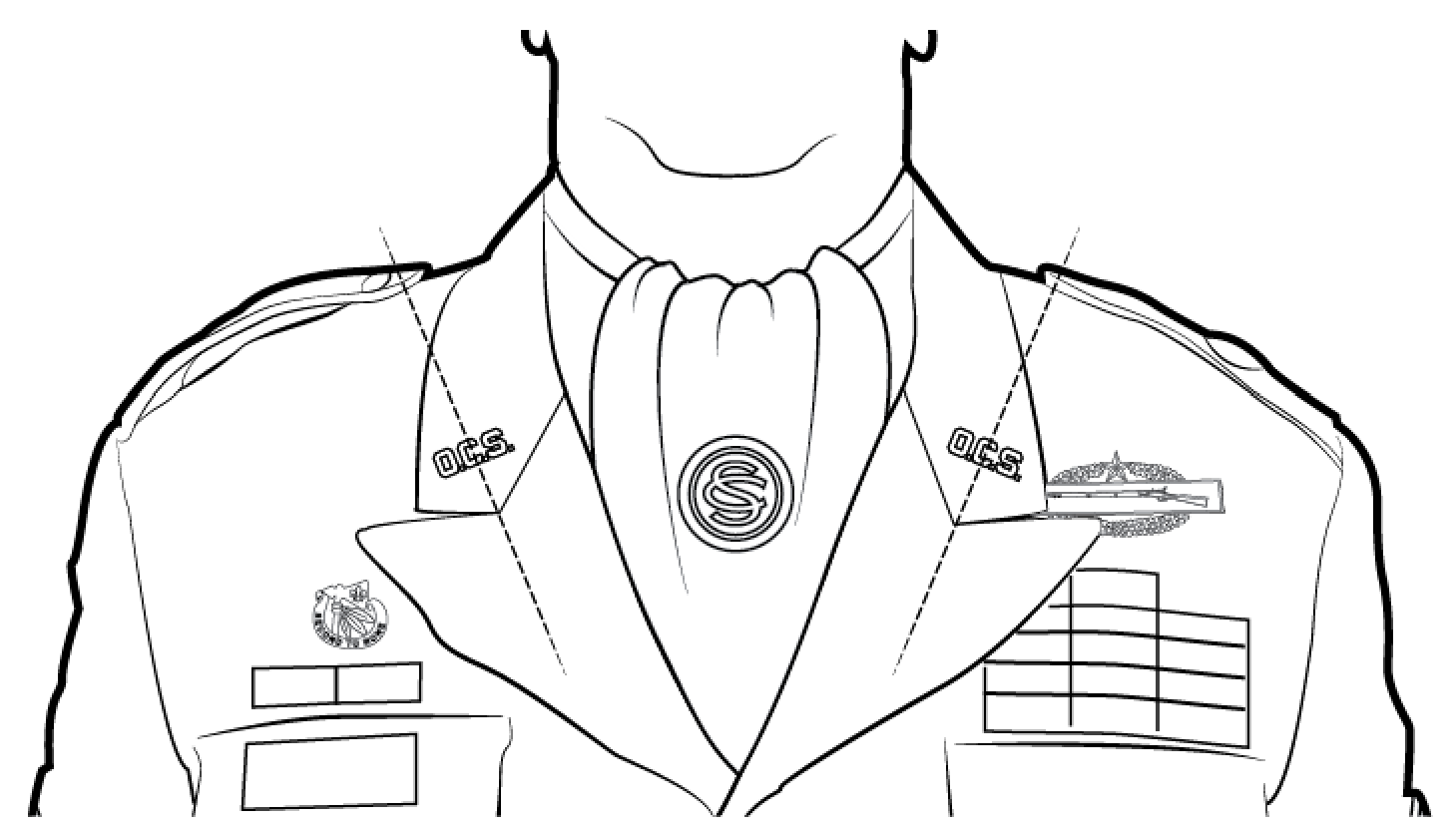 Wearing officer candidate ascot