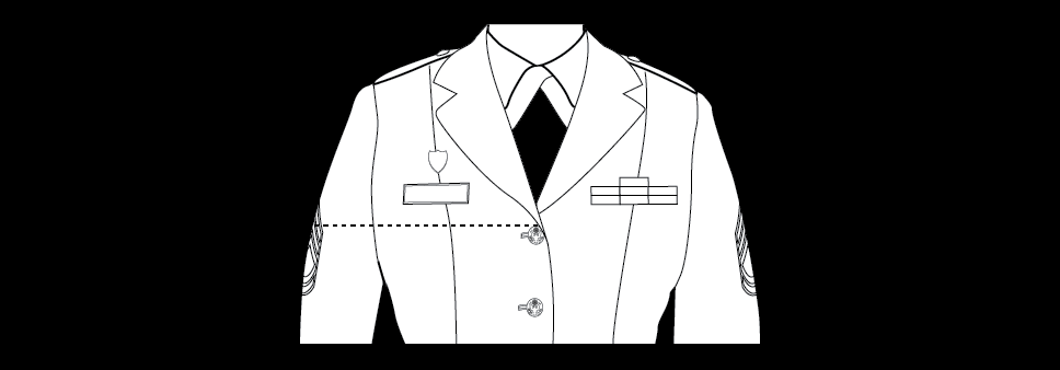 Wearing the nameplate on Army service uniform and dress variation, female