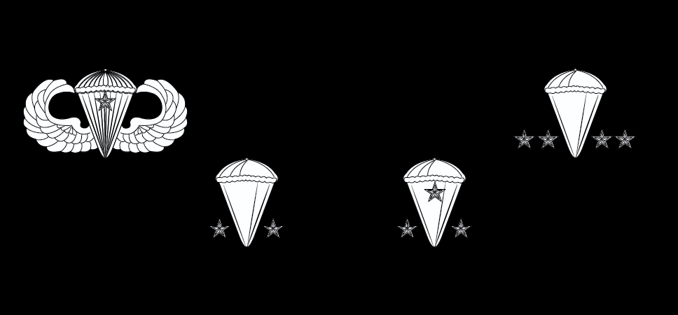 Parachutist badges with combat jump device