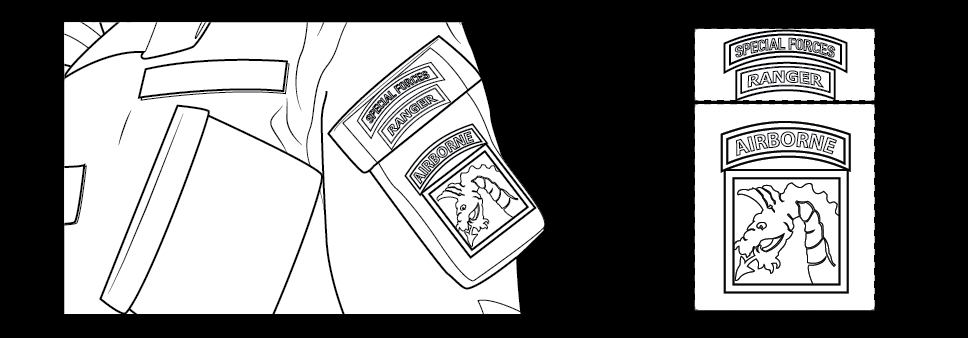 Wearing special skill tabs on the Army green service uniform