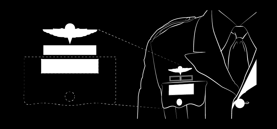 Wearing foreign badge, female